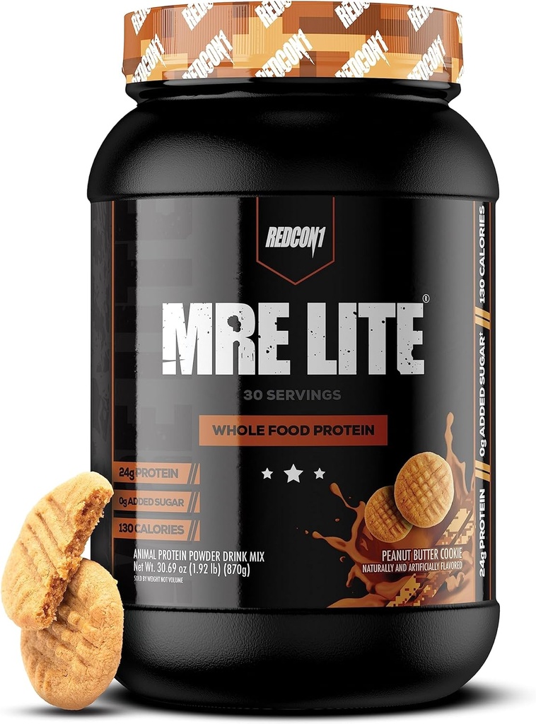 REDCON1 MRE Lite Koko ruoka proteiinijauhe, maapähkinävoi evästeet - Low Carb & Whey Free Aterian korvaaminen eläinproteiinisekoitukset - Helppo kaivaa täydentää valmistettu MCT öljyt (30 tarjoilua)