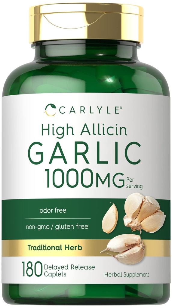 Carlyle Valkosipuli Supplement 1000 mg 180 Caplets Odorless pillereitä ...