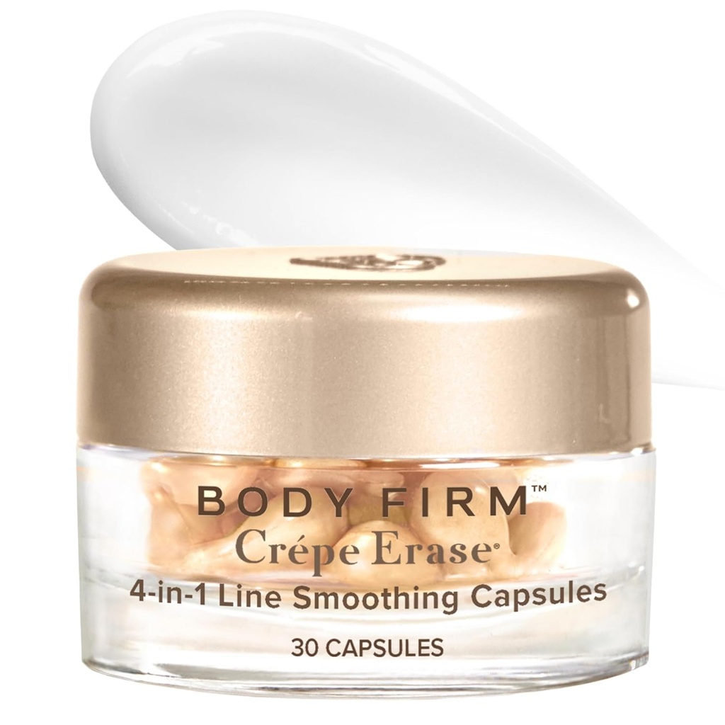 BODY FIRM Crepe Poista 4-in-1 Line Smoothing Capsules, Anti-Aging, Hydrating Face and Eye Serum Hyaluronic Acid ja Multi-Chain Peptide ryppyjä, Crepe Skin & Fine Lines, 30