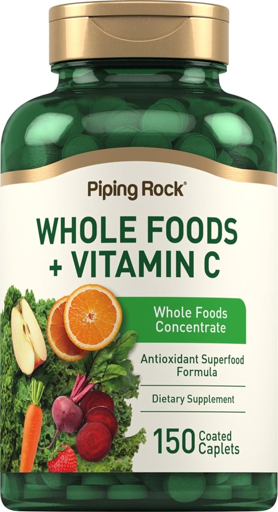 Piping Rock Whole Foods Vitamin C | 150 Caplets | Superfood Blend | Vegetarian, icke-GMO, Gluten Free Supplement