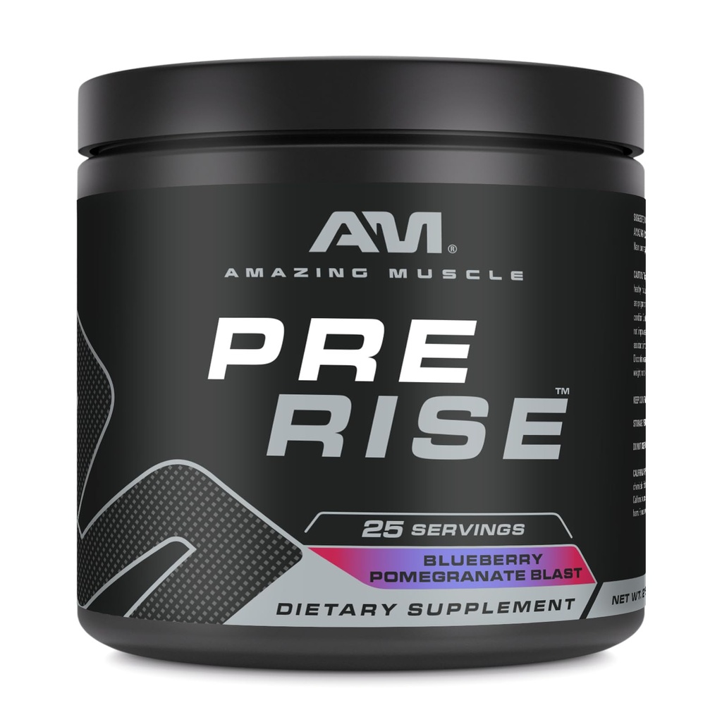Hämmästyttävä lihas Pre-Workout Powder täydentää kofeiini & Beta-Alanine miehille & naisille 25 tarjoilua (25 tarjoilua, mustikkapomegranaatti)