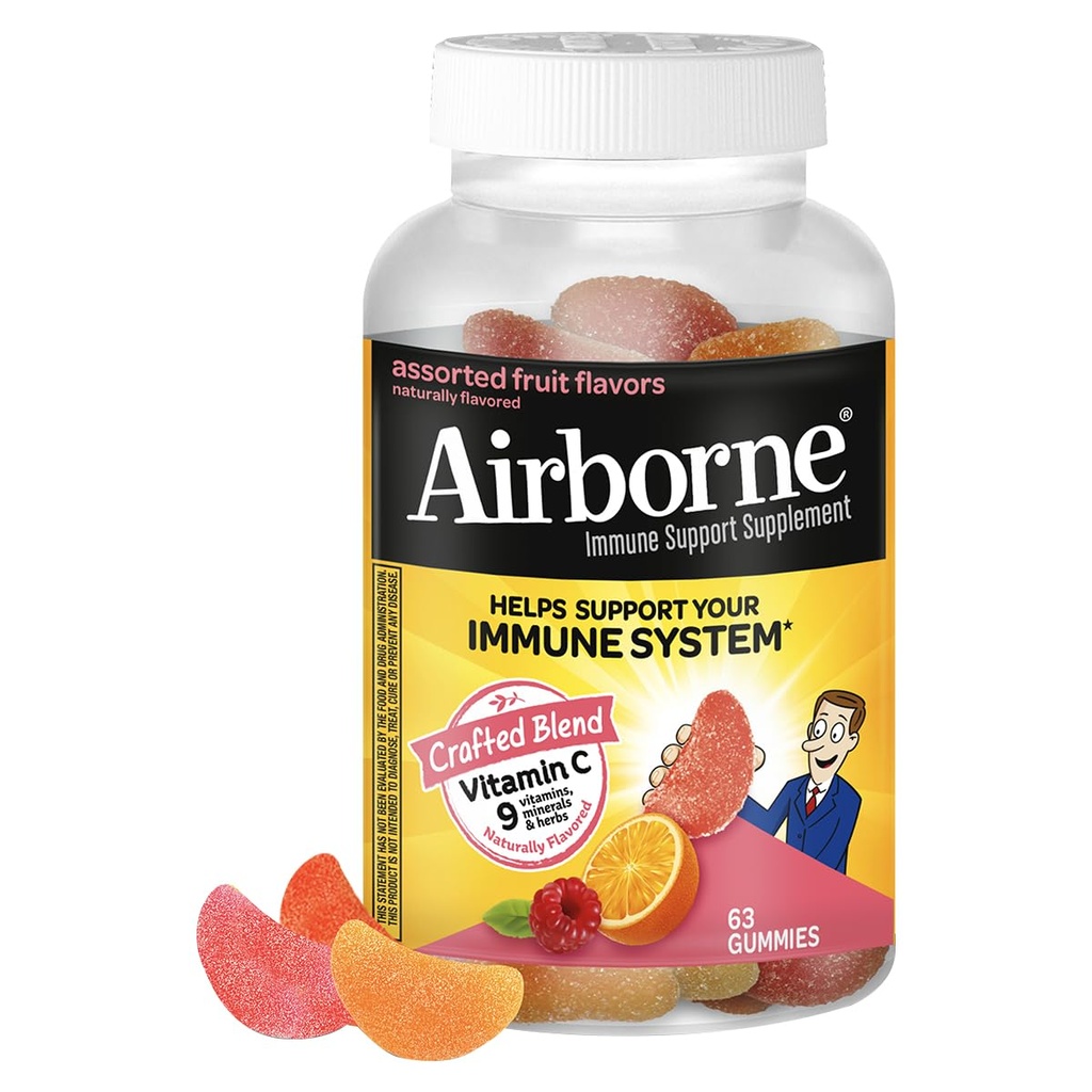 C-vitamiini 750 mg (per tarjoilu) - Ilmassa käytetyt associated Fruit Flavored Gummies (63 Laske pullo), Gluteeniton immuuni tuki täydentää vitamiineja A C E, Selenium, Echinacea & Ginger