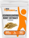 BulkSupplements.com Ashwagandha juuriuutejauhe - Ashwagandha lisäravinteet - kasviperäisiä lisäravinteet - vegaaninen & Gluteeniton, 600 mg per tarjoilu, 1kg (2,2 lbs) (Pakkaus 1)