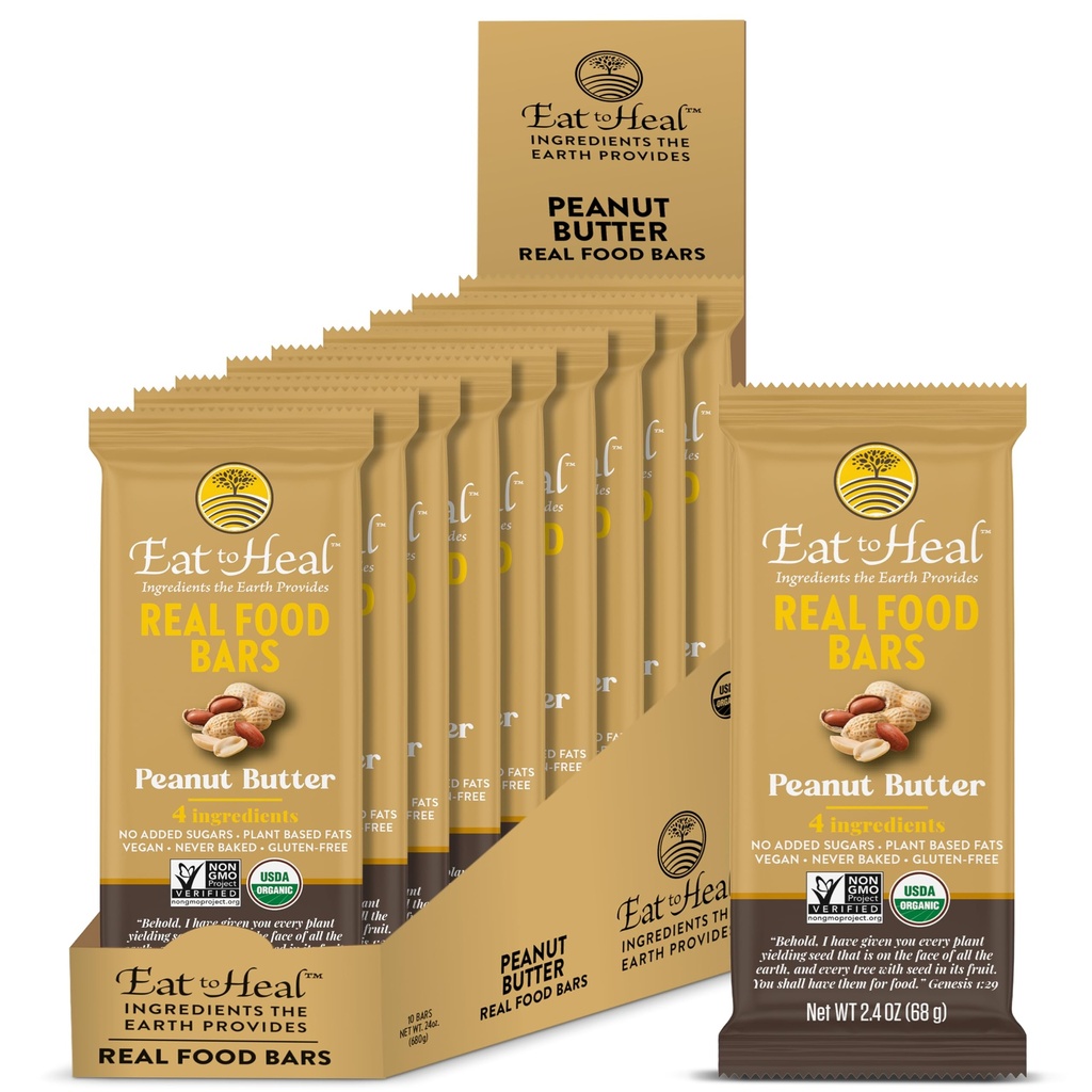 EatToal Peanut Butter Real Food Bar - Organic Vegan Healthy High Protein Bars - Low Sugar Aal Replacement, Non GMO, Ei koskaan paistettu, Kasvien Based, Gluteeniton - Käsityönä nautittavaksi, Ei istua Hyllyllä