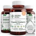 Natural Nutra Organic Cranberry Extract Supplement, hjälper till att förebygga urinsjukdom, främjar benhälsa, hjälper till att upprätthålla hjärthälsa, förbättra matsmältningen, främja hudhälsa, 30 tabletter, en månadsförsörjning