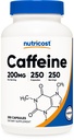 Nutricost kofeiini pillereitä, 200mg per tarjoilu (250 Caps)