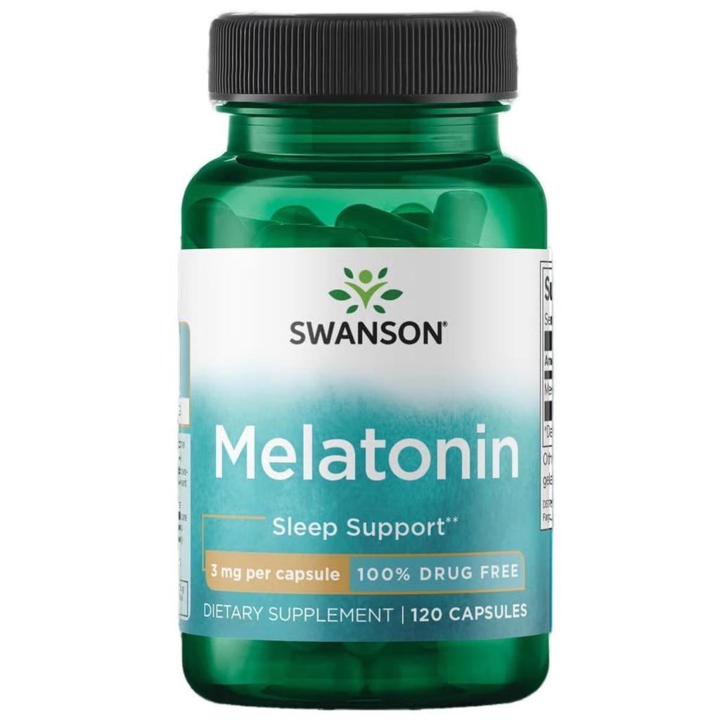 Swanson Melatoniini - Herbal Supplement - Uni ja rentoutuminen - (120 kapselia, 3 mg Each)