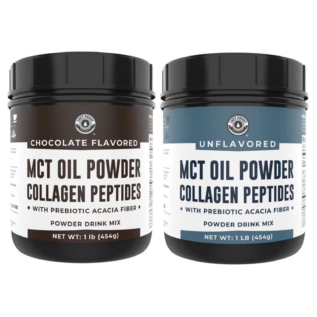 Vasen Coast Performance Chocolate MCT Oil Powder & Collagen Peptides, 1lb + Mautonta MCT Oil Powder & Collagen Peptides, 1lb