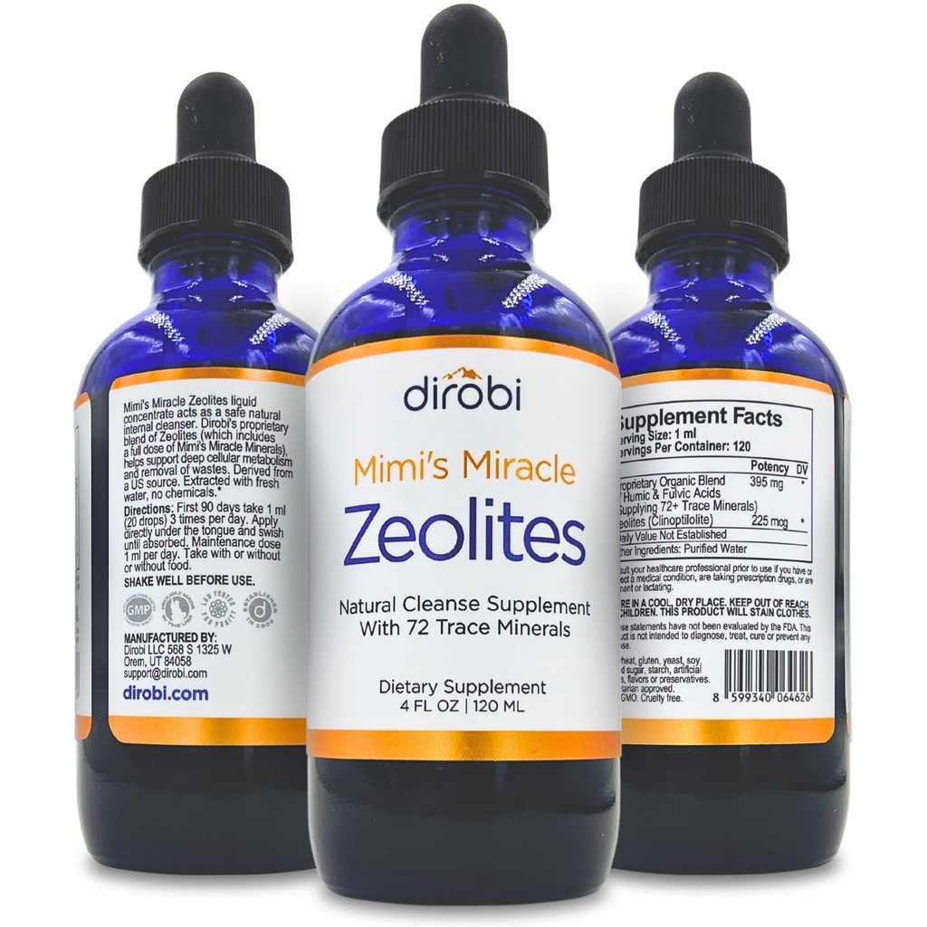 Mimi's Miracle Zeolites: Heavy Metal Detox Zeolite Supplement Drops 70 Trace Minerals aikuisille ja lapsille - Tukee Cell Restoration, Immunal & Digestive Tract Health (4 oz pullo, 60 päivän toimitus)