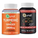 Qunol CoQ10 & Kurkuma: Kurkuma, 2400 mg, 105 kapselia & Ultra CoQ10 100mg, 90 softgelia