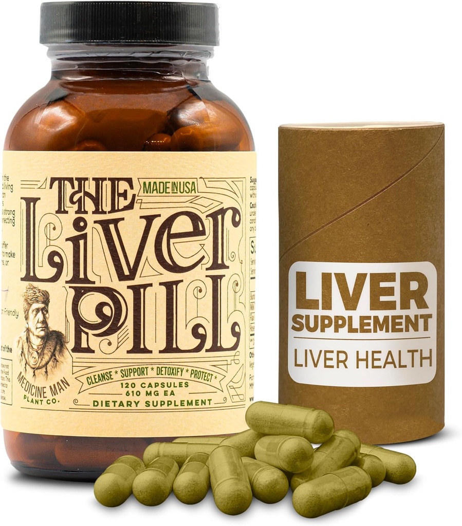 The Liver Pill 120 kapslar - Herbal Liver Cleanse Detox & Repair Pills med Burdock Root, Milk Thistle, Rosemary och Flax Seed - Non-GMO, Organic och Natural Liver Detox Pills för män och kvinnor