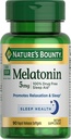 Nature's Bounty Melatoniini, 100% Drug Free Sleep Aid, ravintolisä, edistää rentoutumista ja uniterveys, 5mg, 90 Softgels (Pack of 1)