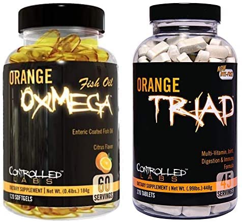 CONTROLED LABS Kokonaisterveys Bundle, 45 Tarjoukset Orange Triad, 120 Count Orange Orange Oil, Lihas Building ja Recovery Supplement miesten ja naisten