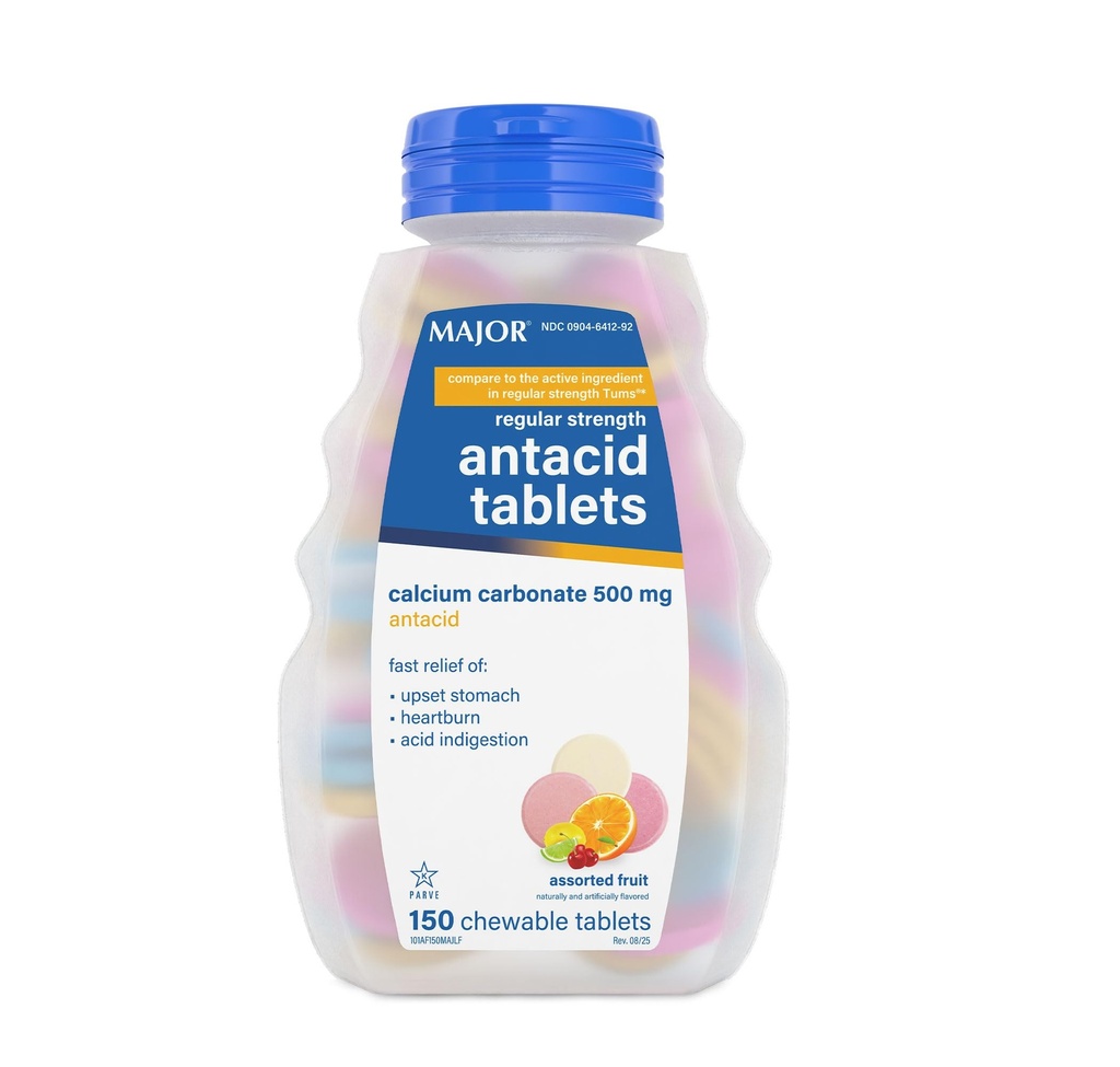 Merkittävä Normaali vahvuus Antasidit tabletit - kalsiumkarbonaatti 500 mg - valikoitu hedelmän maku - 150 purutablettia (1 pakkaus)
