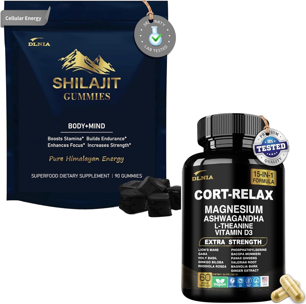 Shilajit Ashwagandha Gummies & Magnesium rauhoittaa täydentää duo