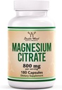 Magnesiumcitrat 800mg, 180 kapslar, Digestion & Constipation Support, Vegan Safe, Non-GMO, Double Wood Supplements