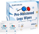 200 Count Lens Puhdistuspyyhkeet-Pre-Moisted yksittäisten kääritty silmälasipyyhkeet Optical Screen Cleaner Streak Ilmainen Nopea kuivaus