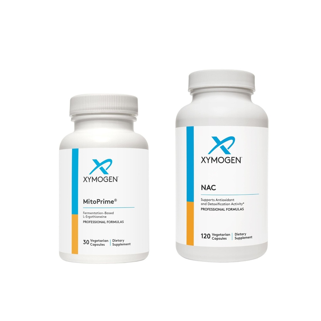 XYMOGEN MitoPrime (30 kapselia) + NAC (120 kapselia) 2-Product Bundle - L Ergotioneiini Antioksidantti täydennysosa 600 mg N-asetyylikysteiini NAC täydennysosa