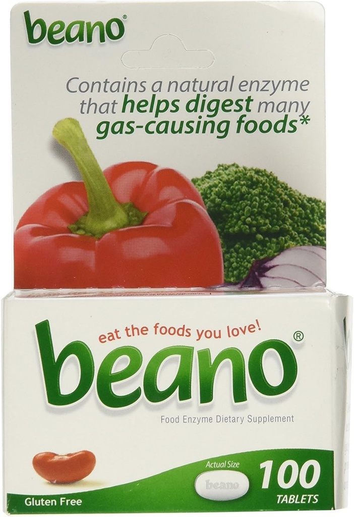 Beano Extra Strength Gas Prevention and Digestion Tuki Tabletit, auttaa estämään turvotusta ja epämukavuutta, 100 tablettia