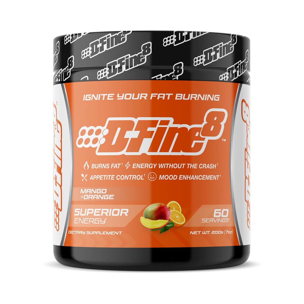 Thermogenic Pre-Workout Energy Powder & Shredding Supplement, Boost Energy Mood & Focus, Sugar Free, innehåller Senactiv, Endurance, 300mg koffein, N-Acetyl-L-Tyrosin (Mango Orange)
