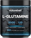 NatureBell L-Glutamiini Powder Gut Health 600 Grams, 5000 mg Per Serving, 100% Pure - Ei maustettu -Vegaani Glutamiini Powder post Trenout Recovery, Immuno Support -120 Servings