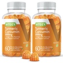 Gurkmeja Curcumin Gummies med Ginger & Black Pepper Herbal Supplement, 2000mg, Immune Support, Healthy Skin och Joint Health, Vegan, Pectin Based, för vuxna och tonåringar - Chewable Peach Flavor(2Pack)