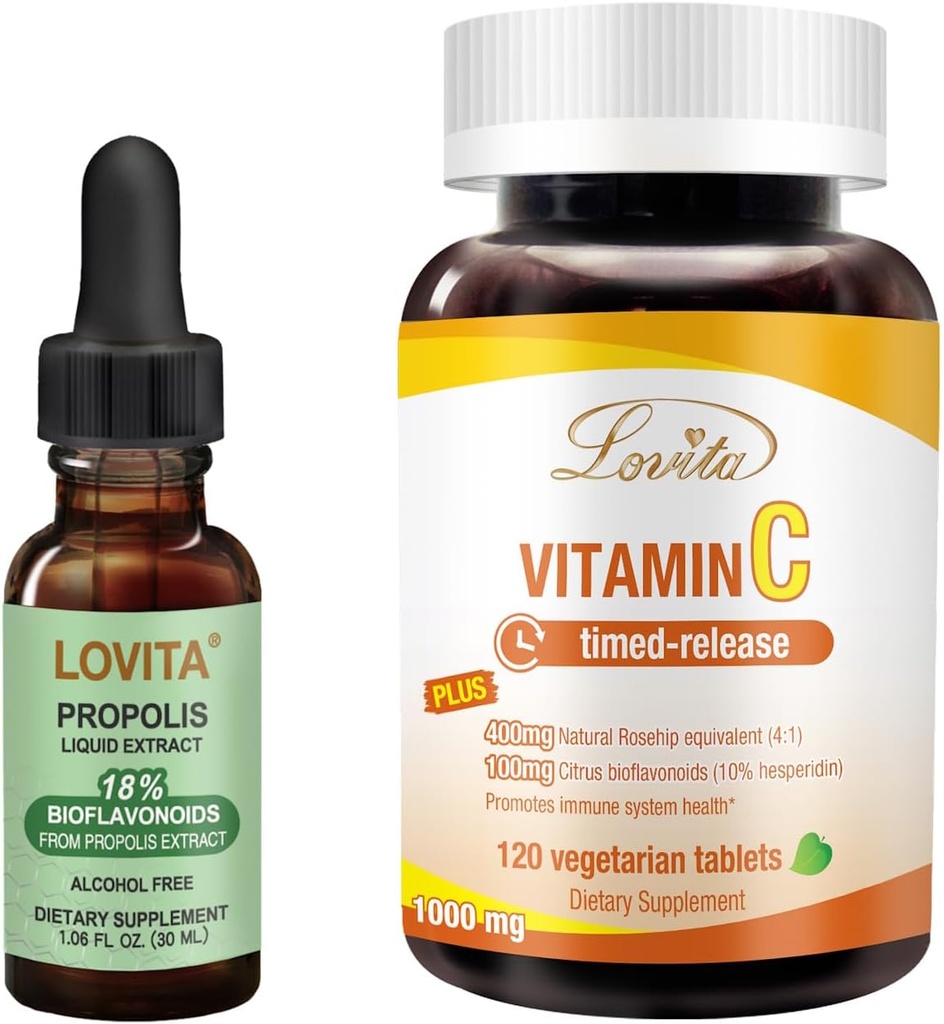 Lovita Bee Propolis Liquid Extract & C-vitamiinin ravintolisät Bundle