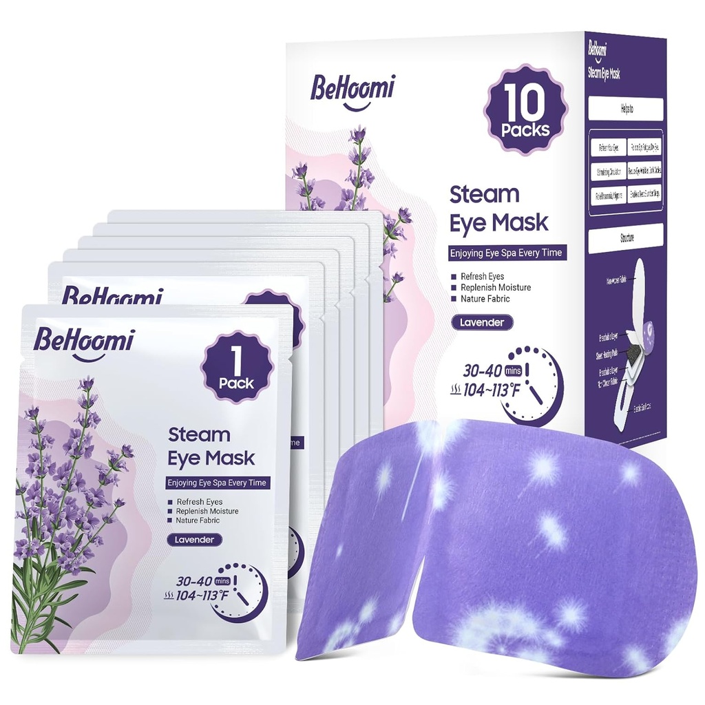Steam Eye Mask, 10 pakkaus Lämmitetty silmänaamio, Self Lämmitys Kertakäyttöinen SPA Lämmin Compress silmät uninaamio, rauhoittava Kosteuttava Kosteus Eye Maskit, Matkailu Essentials & Rentoutuminen Lahjat (Laventeli Tuoksu)
