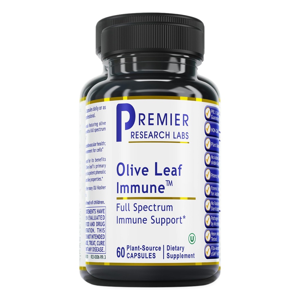 Premier Research Labs Olive Leaf Immune - Olive Leaf Extract Capsules, The Olive Leaf Pills med Phytonutrient Oleuropeinm, Herbal Supplement för Immune & Heart Health Support - 60 Vegetariska kapslar