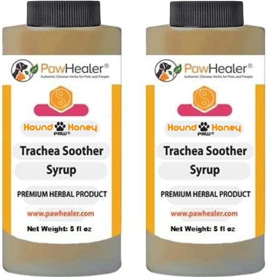PawHealer Trachea Soother Syrup 2PAK Hound Honey - Natural Herbal Remedy för symtom på kollapsad Trachea - smakar bra - Lätt att administrera (5 fl oz / ea)