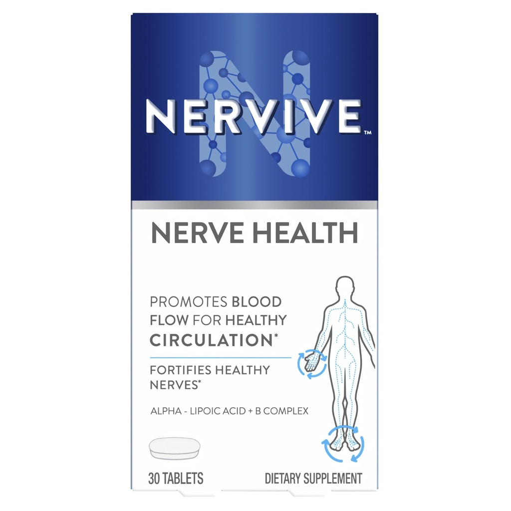 Nervive Nerve Health, Alpha Lipoic Acid, Fortify Nerve Health, Terve Hermotoiminto, Terve verenkierron, täydentää, tabletti, 30 tablettia
