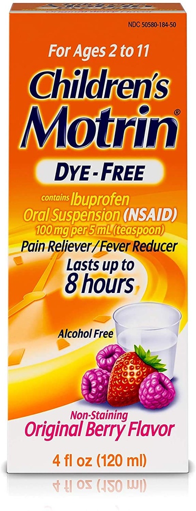 Johnson & Johnson Motrin Childrens Formel, 4 oz, Dye-Fri, Berry