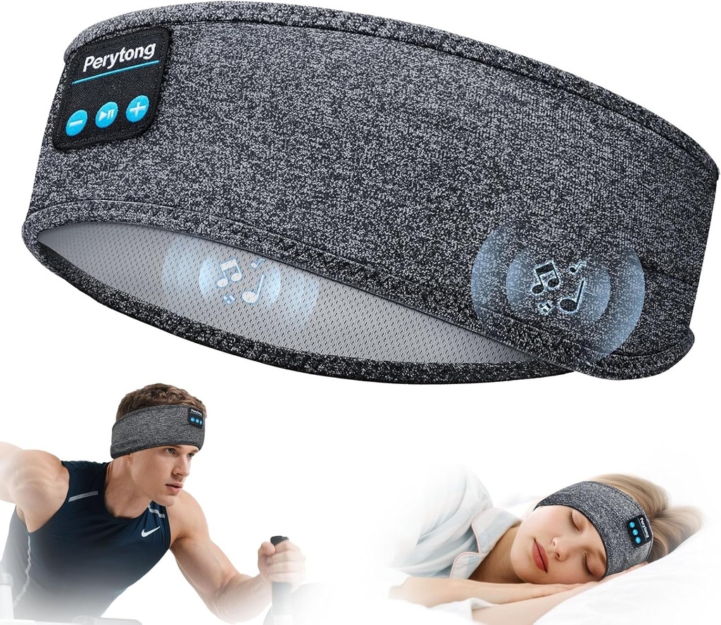 Perytong Sleep Headphones Wireless, Bluetooth Sports Headband Headphones med Ultra-Thin HD Stereo högtalare Perfekt för att sova,Workout,Jogging, Yoga, Insomnia, Air Travel, Meditation