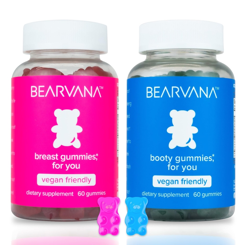 BEARVANA Top & Peach Support Combo Pack Gummies for Women ... 9 Kasviperäisiä uutteita, mukaan lukien Sarviapila, Maca & Fennel ...