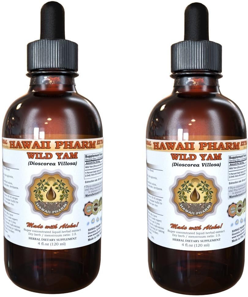 Wild Yam Liquid Extract, Wild Yam (Dioscorea Villosa) Tincture, Herbal Supplement, Havaiji Pharm, Made in USA, 2x2 fl.oz