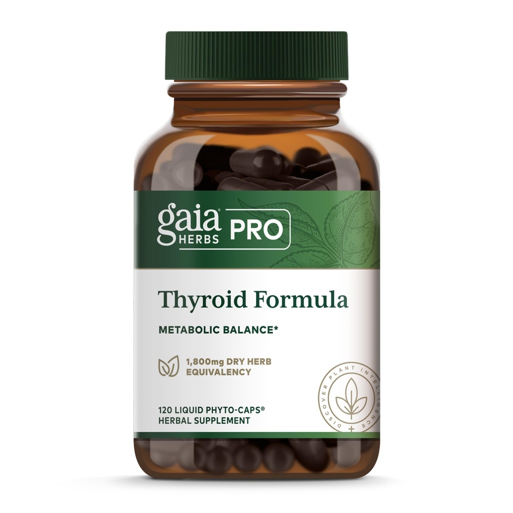 Gaia Yrtit Pro Kilpirauhasen Formula - Tukee Kardiovaskulaari-ja aineenvaihduntaterveys - Ashwagandha juuri, Schisandra Berry, Kelp & Brown Seaweed - Vegan & Gluteeniton - 120 Liquid Phyto-Caps (60 Servings)