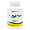 Natures Plus D3-vitamiini (Kolekalsiferoli) - 1000 iu, 180 Softgels - Terveiden luuiden ja immuunijärjestelmän ravitsemustuki - Biosable Active Form - Gluteeniton - 180 Servings