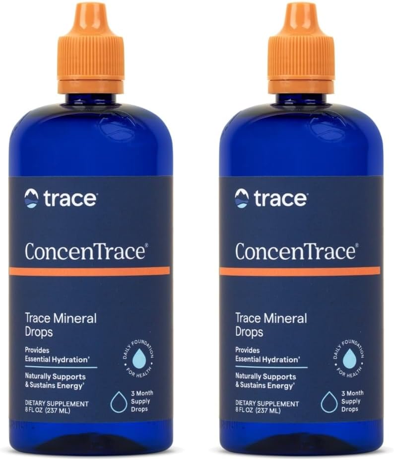 Trace Minerals Concentrace Mineral Drops - Liquid Supplement for Bone & Joint Support - Aids Hydration & Electrolyte Restoration - Unmauted, 8 fl oz (192 Servings)