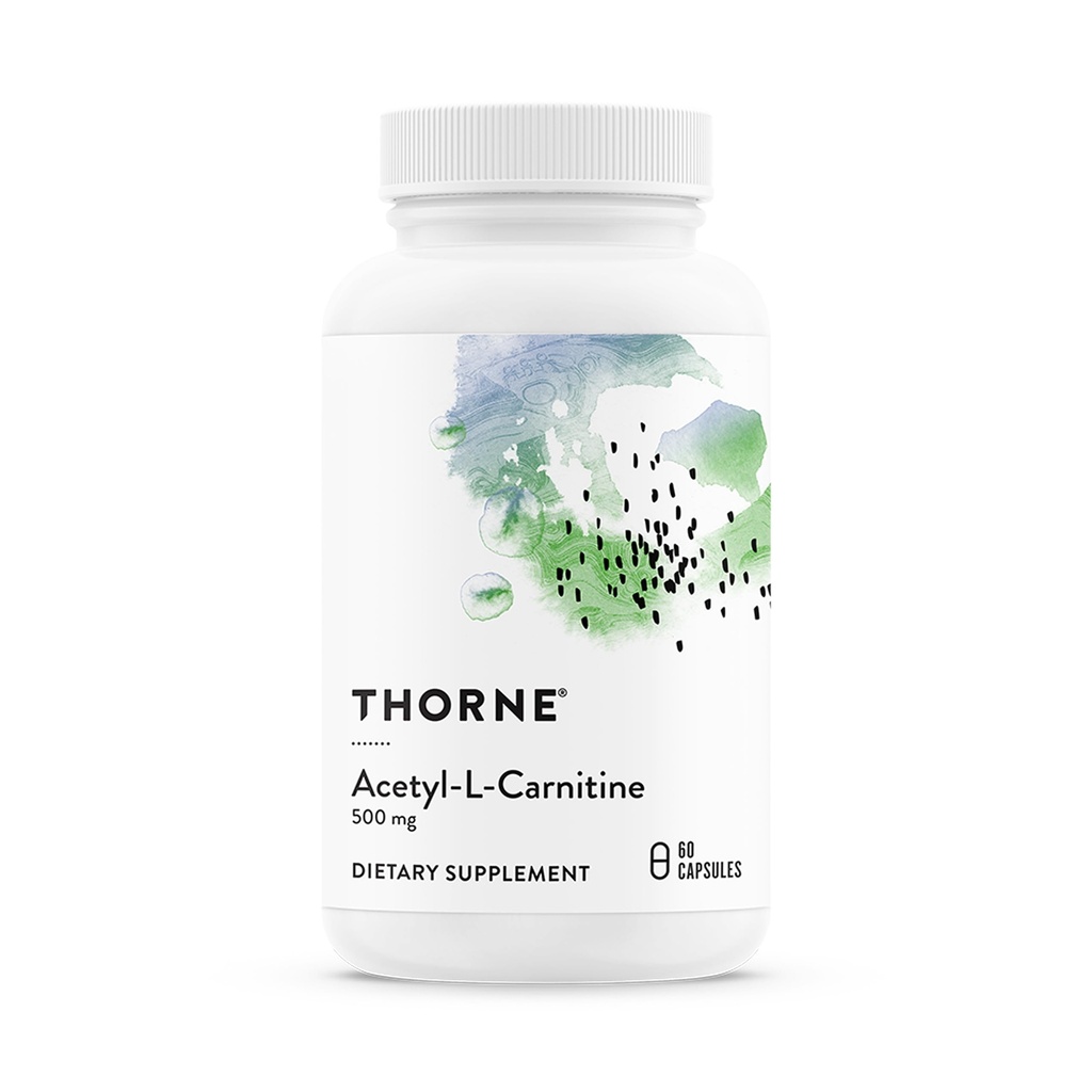 THORNE - asetyyli-L-karnitiini - 500 mg - tukee aivojen toimintaa ja tervettä hermoa sensaatiot käsissä ja jaloissa* - Gluteeni, maitotuotteet ja soijattomat - 60 kapselia