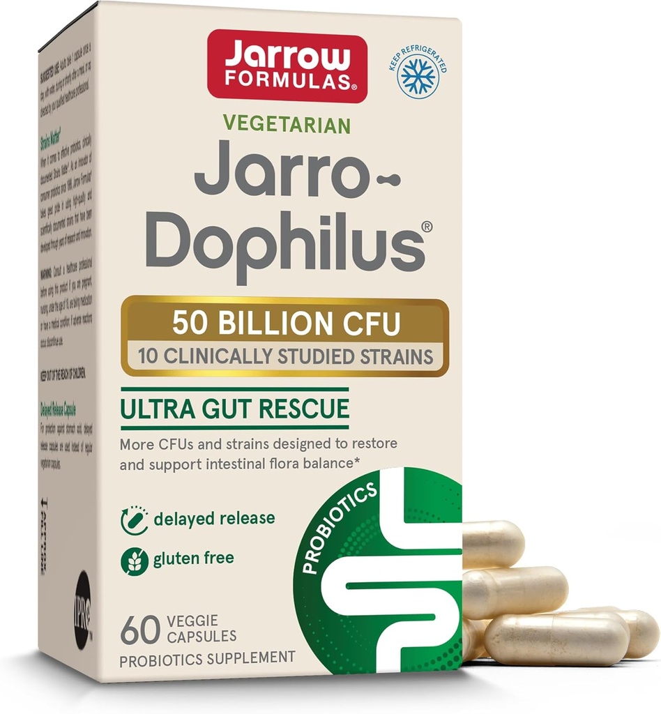 Jarrow Formulas Jarro-Dophilus Ultra Gut Rescue - 50 miljarder CFU Per Serving - Probiotics Restore, Protect & Maintain Intestinal Flora - 60 Servings (Delayed Release)