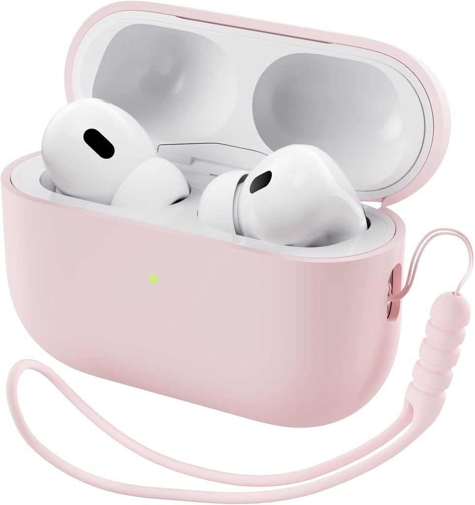 ORNARTO Kompatibelt med AirPods Pro 2 Fall 2022, Fullt skyddande Hybrid Silikon för AirPods Pro 2nd Generation Case, Front LED Visible Skin Cover-Pink