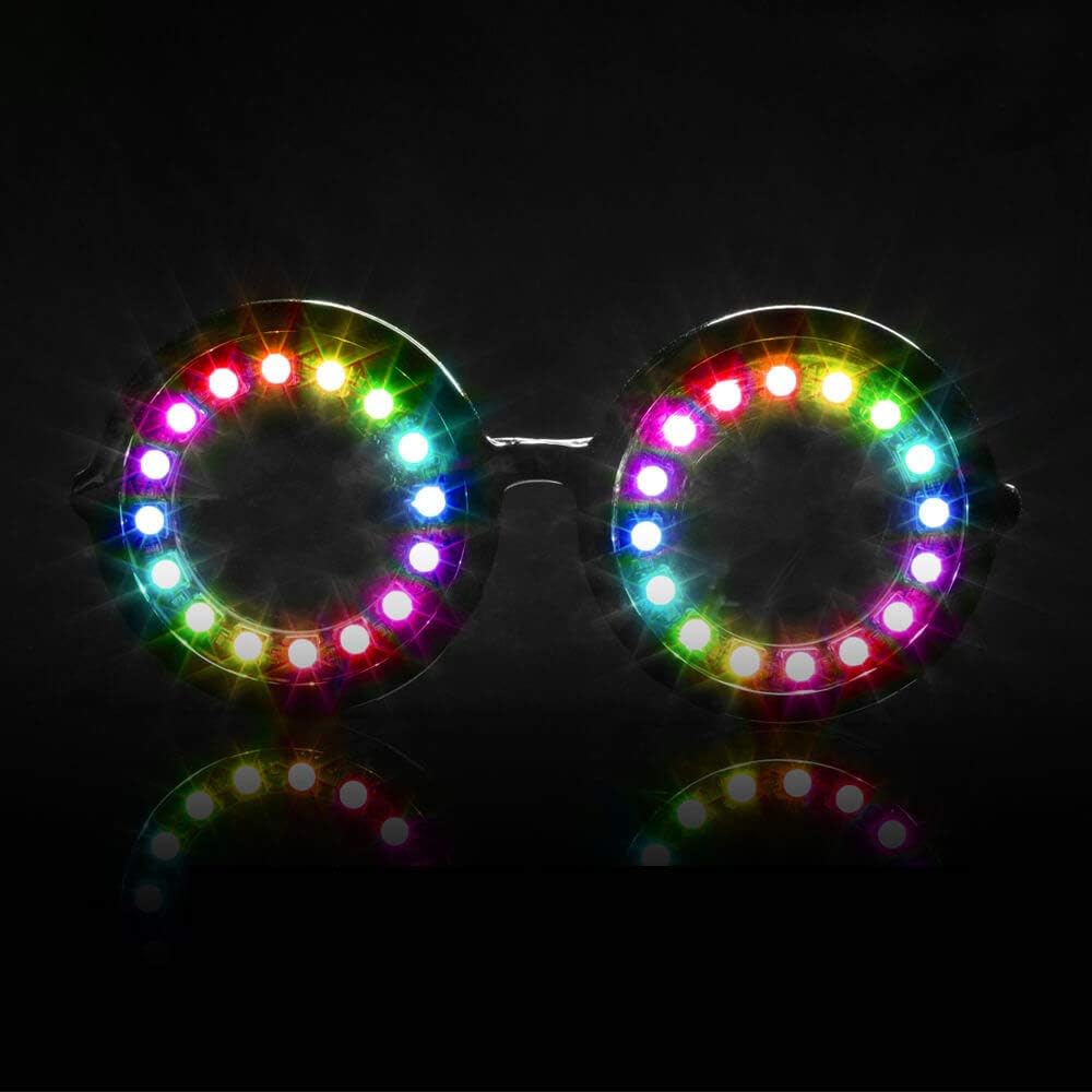 GloFX Programmable LED Glasögon - 350 Full Color Modes - USB Rechargeable Light Up Glasses för Edm Music Festival Rave Party Dance Performance Cosplay Costume