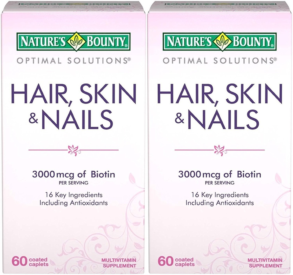 Luonnon Bounty Optimal Solutions Hiukset, iho & kynnet Formula, 120 päällystetty Caplets (2 X 60 Count)