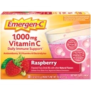 Emergen-C 1000mg Vitamin C Immune Support Powder Raspberry 30CT inkluderar Zink, Manganese, 7 B Vitaminer och Electrolytes för Back to School Essentials