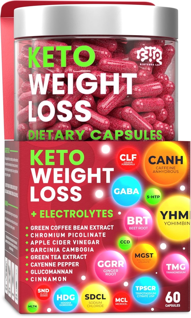Keto laihtuminen ruokavalio pillereitä, luonnollinen ruokahalua suppressantti, rasvaa polttaja naisille ja miehille omena siideri, vihreä kahvi Bean uute, Curb charvings & Nälkä, aineenvaihdunta Booster täydentää - 60 kapselia