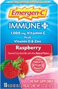 Emergen-C Immune+ Vitamin C 1000mg Powder, Plus Vitamin D och Zink (Raspberry Flavor), Immune Support Dietary Supplement Fizzy Drink Mix, Antioxidanter & Electrolytes, 0,32 Ounce (Pack av 10)