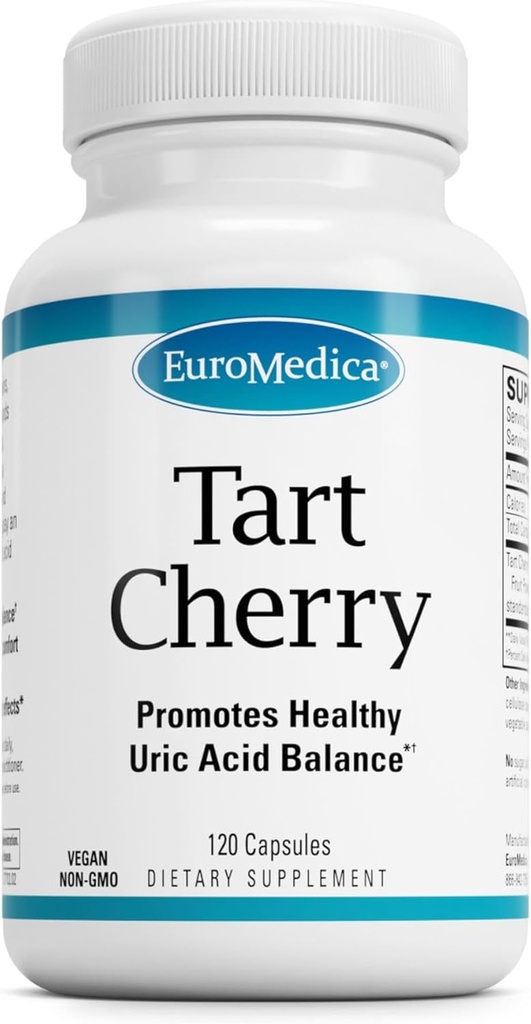 EuroMedica Tart Cherry - Antioksidantti täydentää tukea terve virtsahapon tasapaino ja yhteinen terveys - kasvisravintolisä - ravintolisä avun hyödyntämistä jälkeen harjoitus - 120 kapselia