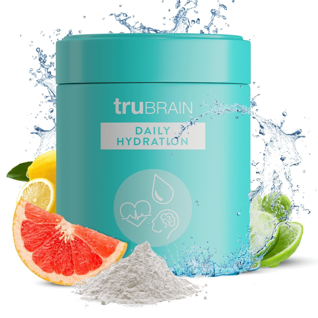TruBrain Daily Hydration - Förbättra fokus och energi med Electrolyte-Rich Supplement. Håll Hydrated & Alert!