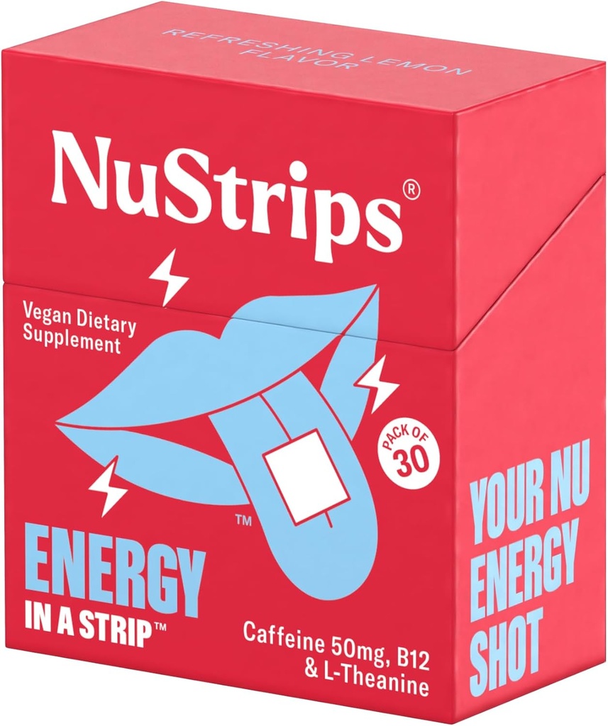 NuStripsTM Nopeasti ratkaista energia nauhat 50 mg kofeiini, L-Theaniini & B12 ...