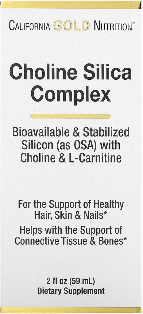 Kalifornia Gold Nutrition Koliini Silica Complex, Biosabilised & Stabilised Silicon with Choline & L-karnitiini, 2 fl oz (59 ml)